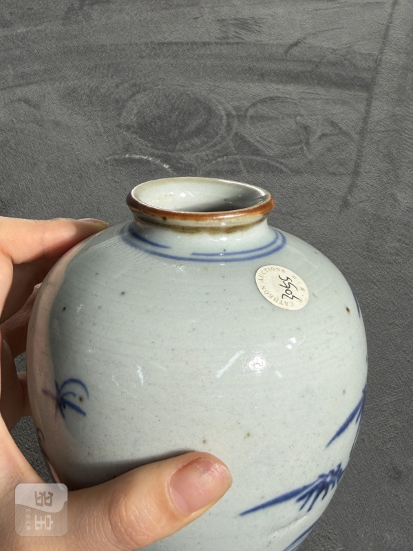 清中期青花竹菊纹太白罐 - 图11